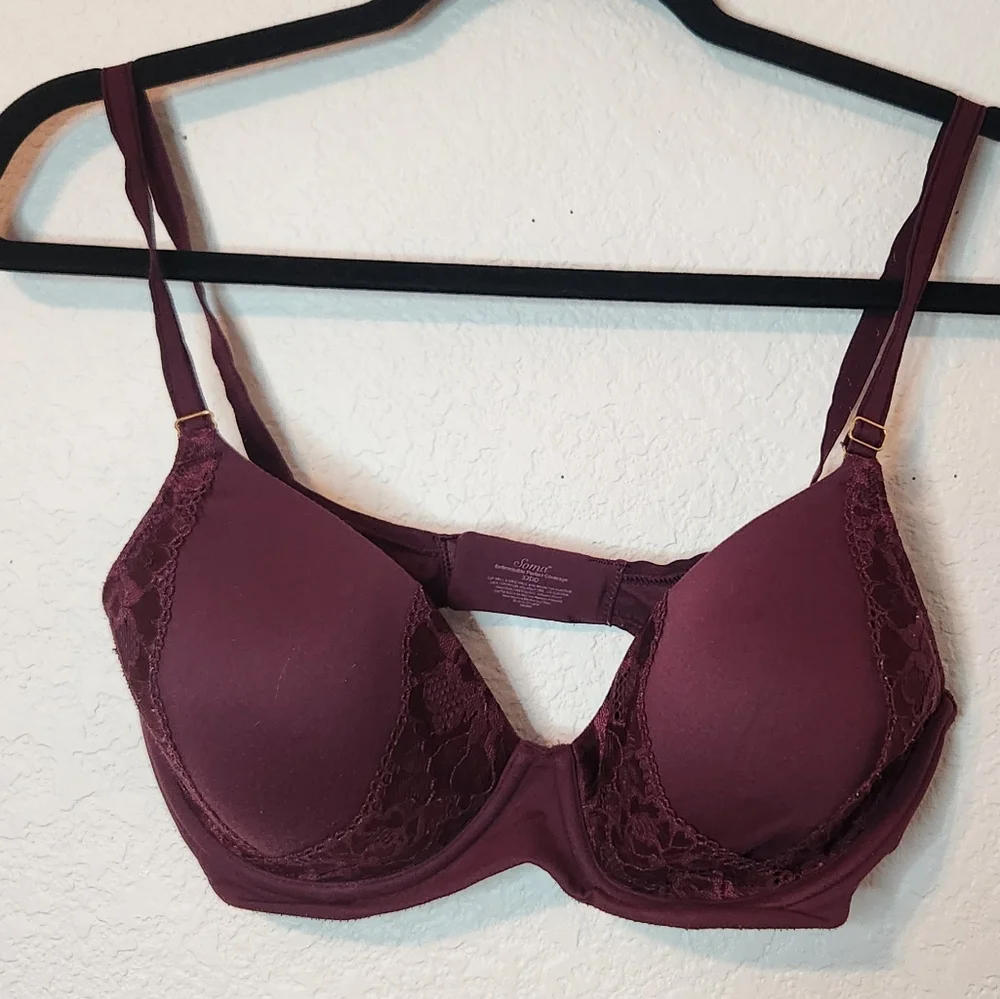 Soma Women's Embraceable Perfect Coverage Bra Maroon, Size 32DD‎